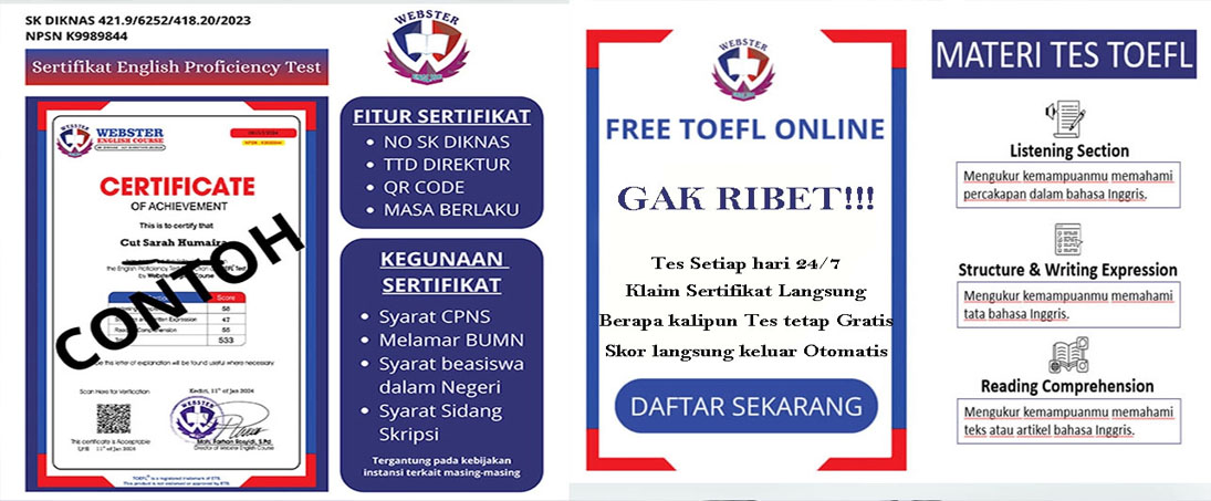 Simulasi TOEFL Prediction untuk CPNS dan Beasiswa, Fitur Tes Prediksi TOEFL Online, Materi Listening, Structure, Reading